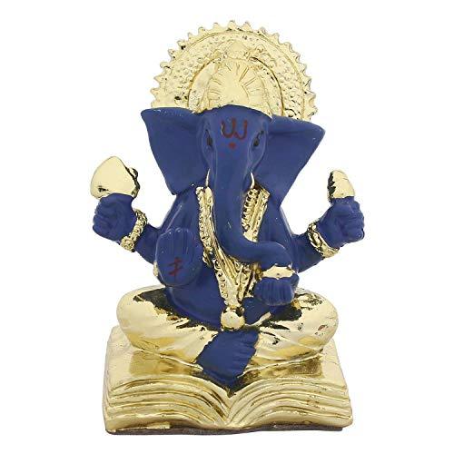 Webelkart Gold Plated Lord Ganesha for Car Dashboard Statue Ganpati Figurine God of Luck & Success Diwali Gifts Home Decor (Size: 2.75 x 2.25 inches)