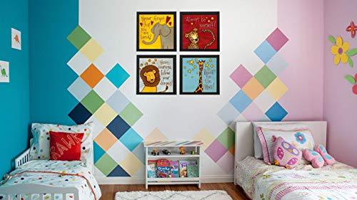 Webelkart Synthetic Designer Motivational/Funny Quote Photo Frame for Wall, Office, Study Room Decoration Poster Framed Without Glass (Multicolour, Size -10 x 10 Inches) -Set of 4