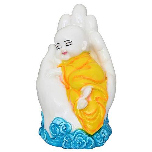 Webelkart Premium Cute Child Monk Sleeping on Palm Showpiece - 12 cm (Polyresin, Multi)- for Home Decor| Office Decor| Valentines Day Gifts | Diwali Decor| Vaastu Decor| Fengshui
