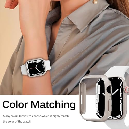 Zitel Case for Apple Watch Series 9 / 8 / 7 45mm Screen Protector Case with Built-in 9H Tempered Glass - Starlight