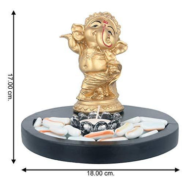 JaipurCrafts Polyresin Dancing Ganesh Idol, 7.50 IN, Gold, 1 Piece