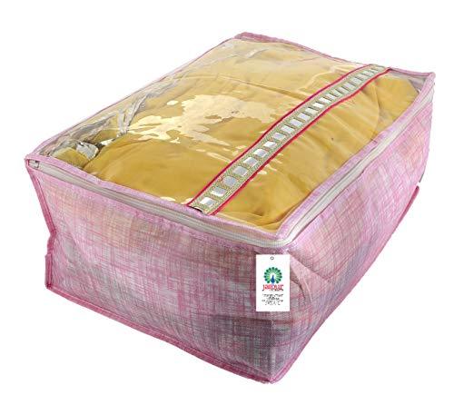 JaipurCrafts 3 Pieces Flowers Print Non Woven Saree Cover Set, Purple (45 x 35 x 23 cm)