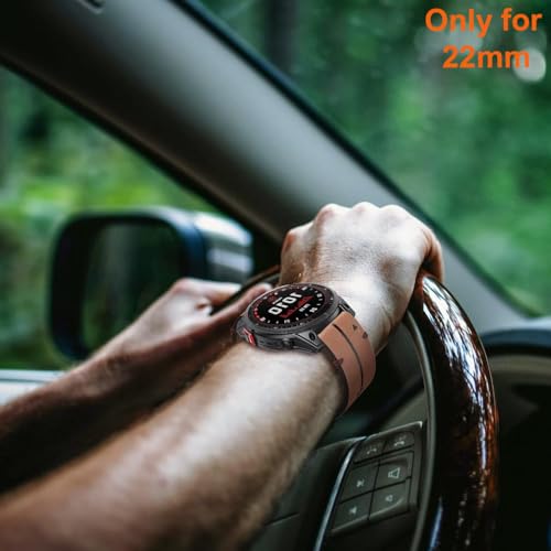 Zitel Band for Garmin Fenix 8 47mm, 7/7 Pro, 6/6 Pro, 5/5 Plus, Epix Pro/Gen 2 47mm, Forerunner 965/955/945/935, Leather With Silicone Strap 22mm - Brown