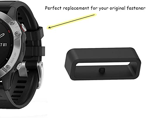 Zitel Fastener Rings for Garmin Forerunner 735XT 745 220 235 230 35 620 630 / Approach S20 S60 S10 S5 S6 Silicone Loop/Holder, 22mm (6 Pack) Black