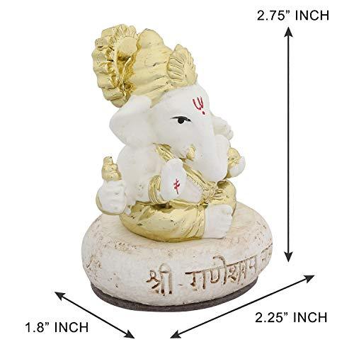 Webelkart Gold Plated Lord Ganesha for Car Dashboard Statue Ganpati Figurine God of Luck & Success Diwali Gifts Home Decor (Size: 2.75 x 2.25 inches)