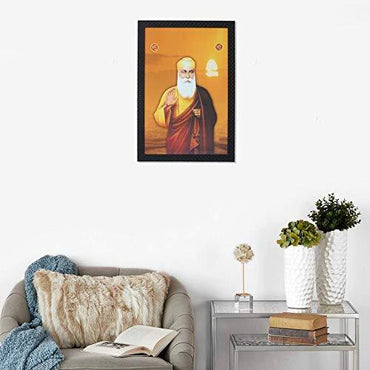 JaipurCrafts Gurunanak Dev Ji Large Framed UV Digital Reprint Painting (Wood, Synthetic, 36 cm x 51 cm)