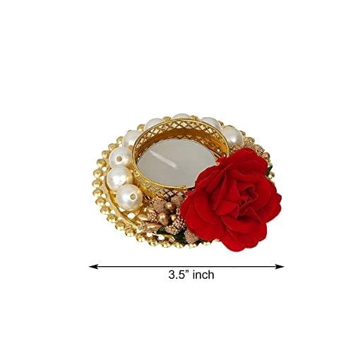 Webelkart Set of 5 Tealight Candle Holder for Home Decor, Mosaic Glass, Balcony Decoration Items Outdoor, Balcony Decor,Candle Stand,Flowers ( Pack of 5 , 3.5 Inches)