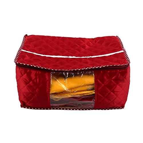 JaipurCrafts 12 Pcs Satin Fabric Saree Cover, 15 Sarees, Gift Set, Maroon (45 x 35 x 23 cm)