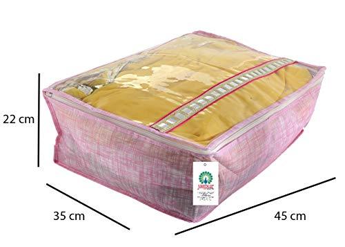 JaipurCrafts 3 Pieces Flowers Print Non Woven Saree Cover Set, Purple (45 x 35 x 23 cm)