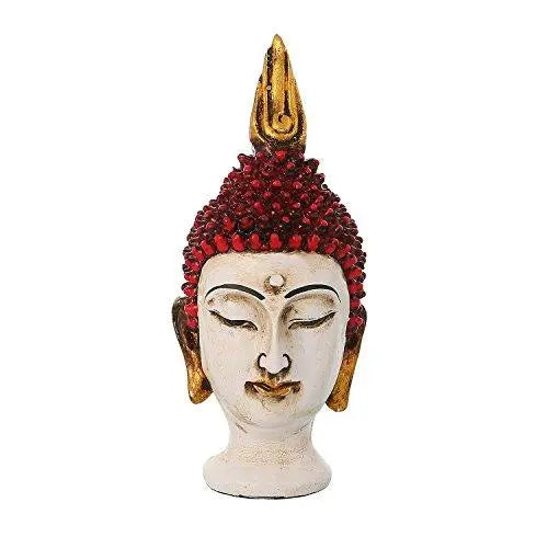 JaipurCrafts Golden and Red Handcrafted Gautam Buddha Polyresin Showpiece (15 cm x 10.40 cm x 12.70 cm, Black)