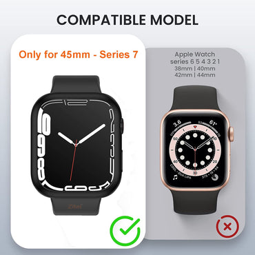 Zitel Case for Apple Watch Series 8 / 7 45mm Screen Protector Case with Built-in 9H Tempered Glass - Matte Black