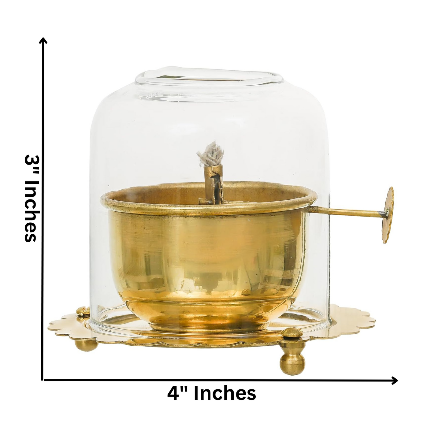 Webelkart Antique Lanterns for Home Decor Akhand Diya with Lifting Screw for Puja Decor|Oil Puja Lamp for Aarti Pooja Article Metal Diya for Diwali ( 3" Inches- Metal )