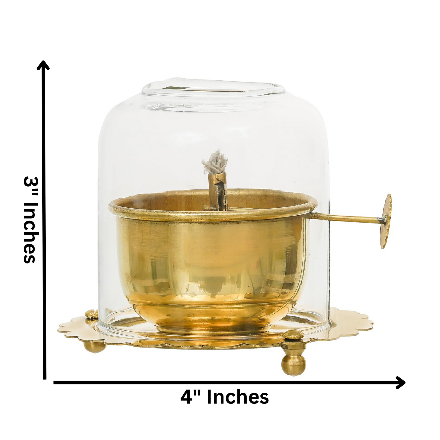 Webelkart Antique Brass Lanterns for Home Decor,Oil Puja Lamp for Aarti Temple Pooja Article /Akhand Diya with Lifting Screw for Puja Decor, Diya for Diwali (3" Inches)