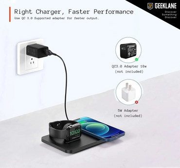 Dockit: 2-in-1 Wireless Charging Pad for iPhone & Apple Watch – Nightstand Mode & Qi Compatibility with Fast Charging in a Sleek Minimal Design