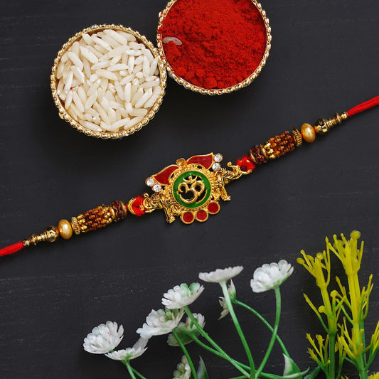 JaipurCrafts Premium Combo Of 1 Rakhi Set For Bhaiya And Bhabhi. Rakhi For Bhaiya Bhabhi, Lumba Rakhi For Bhabhi Rakshabandhan Gift
