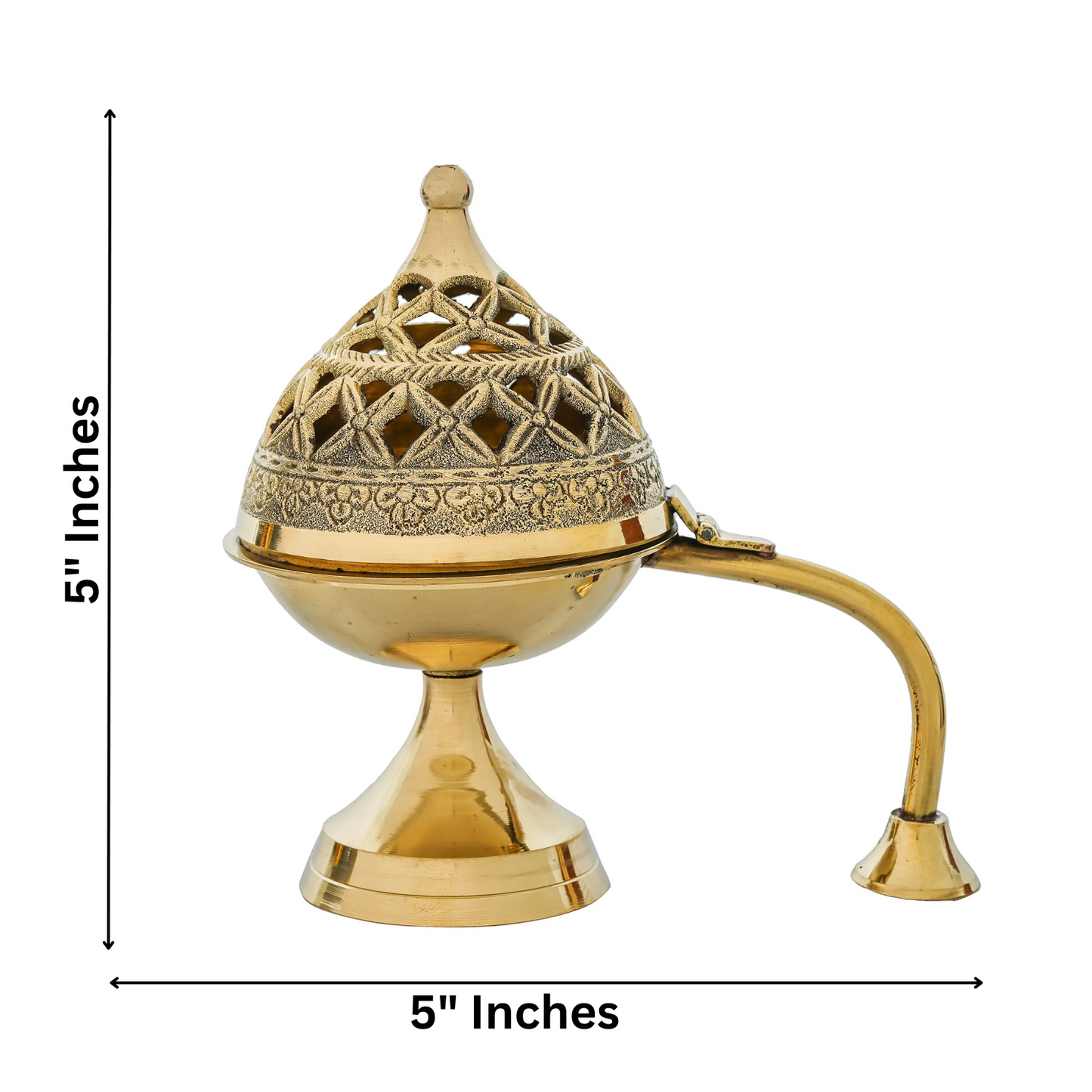 Webelkart Antique Brass Gold Dhoop Dani |Loban Dani |Aarti Brass Dani/Dhoop Dani Burner for Home Decor|Dhoop Batti Stand with Handle (5" Inches)