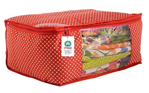 JaipurCrafts 12 Pieces Quilted Polka Dots Cotton Saree Cover Set, Red (45 x 30 x 20 cm)