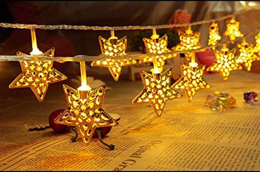Golden Metal Star LED String Light