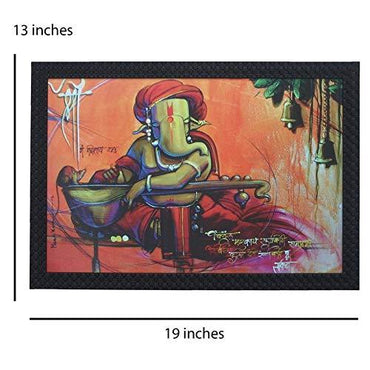 JaipurCrafts Lord Ganesha Large Framed UV Digital Reprint Painting (Wood, Synthetic, 36 cm x 51 cm)