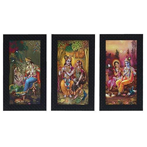 JaipurCrafts Lord Ganesha Set of 3 Large Framed UV Digital Reprint Painting (Wood, Synthetic, 36 cm x 61 cm)