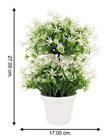 JaipurCrafts Ceramic Polyester Bonsai Plant in a Pot for Interior Decor (Multicolor, 17 X 17 X 27 cm)