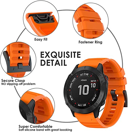Zitel Band for Fenix 8 51mm, 7X/7X Pro, 6X/6X Pro, 5X/5X Plus, 3/3 HR, Descent MK1, Enduro, 26mm Sport Strap - Orange