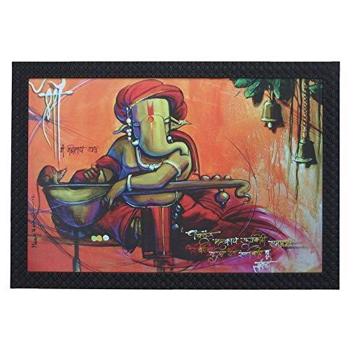 JaipurCrafts Lord Ganesha Large Framed UV Digital Reprint Painting (Wood, Synthetic, 36 cm x 51 cm)