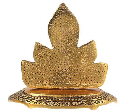 Webelkart Premium Spiritual Lord Ganesha with Om Statue Sitting On Chowki Figurine of Lord Ganesh, White Metal Statue,Valuable Collectible feng Shui Gifts- 5.00 in