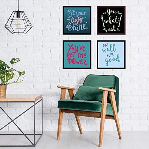 Webelkart Premium Synthetic Set of 4 Motivational/Inspirational Quote Photo Frame for Wall, Office, Study Room Decoration Poster Framed with Plexi Glass, Size - 10 x 10 Inch | Multicolour
