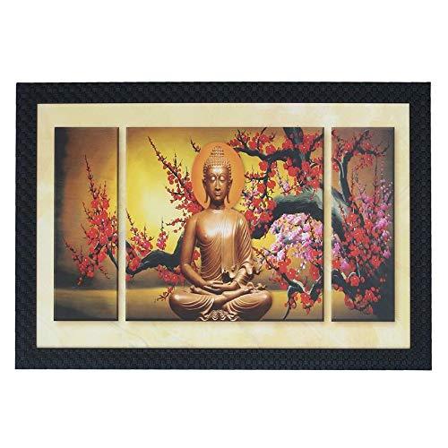 JaipurCrafts Gautam Buddha Large Framed UV Digital Reprint Painting (Wood, Synthetic, 36 cm x 51 cm)