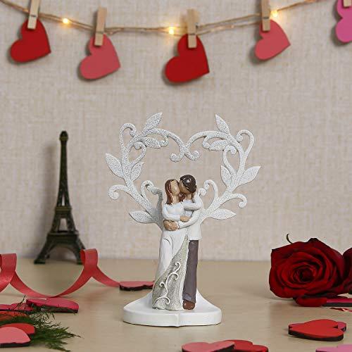 Webelkart Ceramic Cute Romantic Valentine Love Couple Sitting Statue, 16cm, White, 1 Piece
