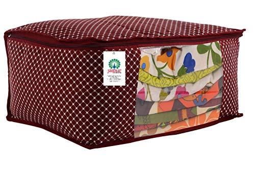 JaipurCrafts 12 Pieces Quilted Polka Dots Cotton Saree Cover Set, Maroon (40 x 30 x 20 cm)