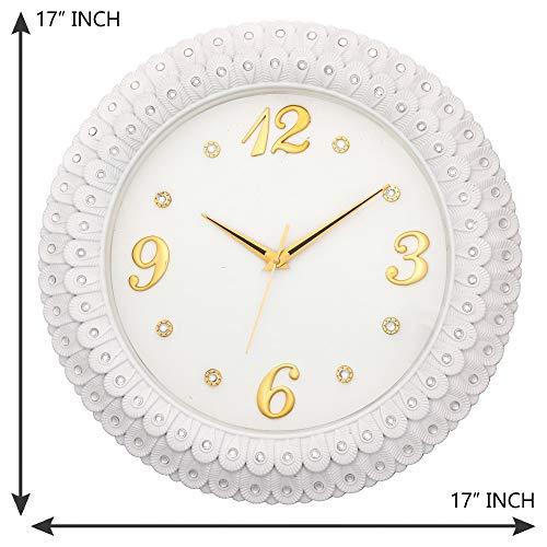JaipurCrafts Plastic Wall Clock (38 x 34 x 5.08 cm, White)