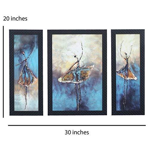 JaipurCrafts Lord Ganesha & Riddhi-Siddhi Set of 3 Large Framed UV Digital Reprint Painting (Wood, Synthetic, 36 cm x 61 cm)