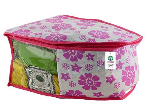 JaipurCrafts 3 Piece Non Woven Flower Print Blouse Cover Set, Pink (39 cm x 27 cm x 20 cm)