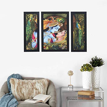 JaipurCrafts Flower Set of 3 Large Framed UV Digital Reprint Painting (Wood, Synthetic, 36 cm x 61 cm)