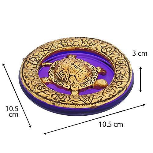 JaipurCrafts White Metal with Glass Plate Feng Shui Metal Tortoise,Turtle Plate Yantra Vastu Feng Sui | Vaastu Yantra- 4 in