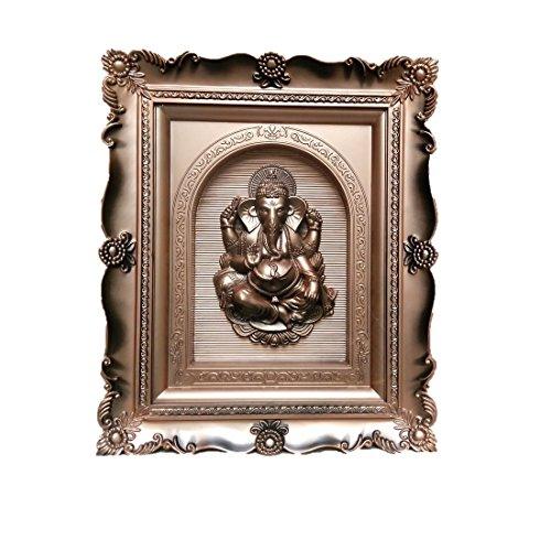 JaipurCrafts Spiritual Lord Ganesha Photo Frame Showpiece - 46 cm (Plastic, Brown, Gold)