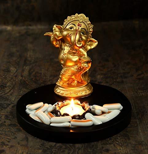 JaipurCrafts Polyresin Dancing Ganesh Idol, 7.50 IN, Gold, 1 Piece