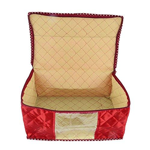JaipurCrafts 1 Pcs Satin Fabric Saree Cover, 15 Sarees, Gift Set, Maroon (45 x 35 x 23 cm)