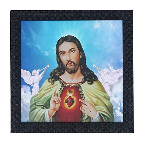JaipurCrafts God Jesus Framed UV Digital Reprint Painting (Wood, Synthetic, 30 cm x 30 cm)