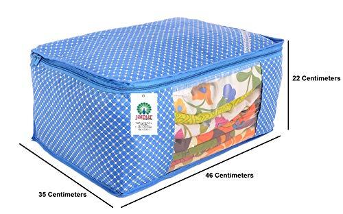 JaipurCrafts 9 Pieces Quilted Polka Dots Cotton Saree Cover Set, Blue, Red, Pink (46 x 35 x 22 cm)