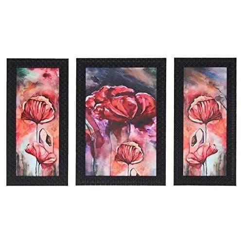 JaipurCrafts Lord Ganesha Set of 3 Large Framed UV Digital Reprint Painting (Wood, Synthetic, 36 cm x 61 cm)