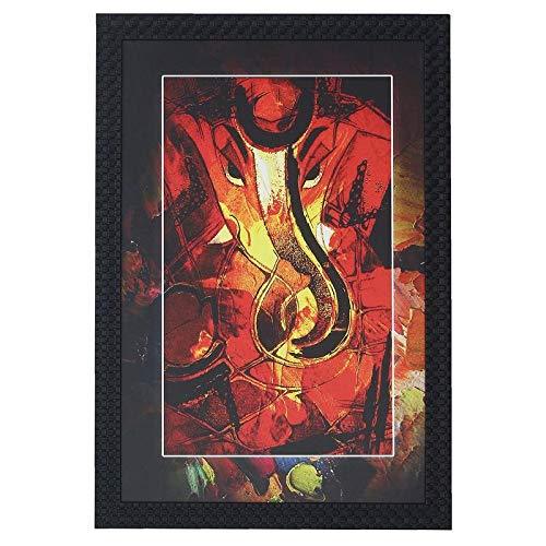 JaipurCrafts Lord Ganesha Large Framed UV Digital Reprint Painting (Wood, Synthetic, 36 cm x 51 cm)