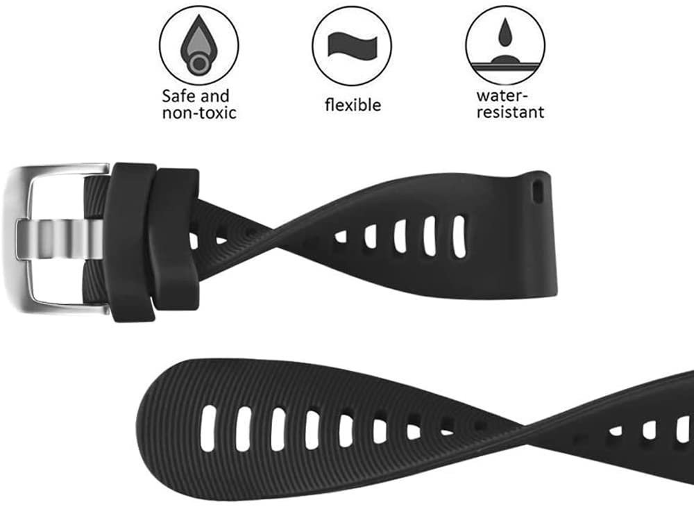 Zitel Bands for Garmin Forerunner 165/245/645, 55/158, Vivoactive 6/5/3/3S, Venu Sq/Sq 2, Venu 2 Plus, 20mm - Black
