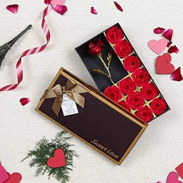 Webelkart Artificial Rose And Gift Box And Love Teddy Bear Heart Shaped Box