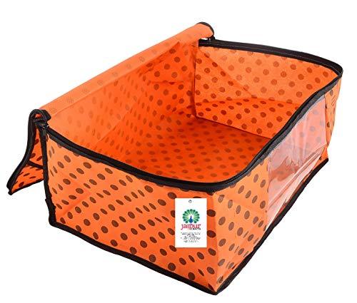 JaipurCrafts 12 Pieces Polka Dots Non Woven Saree Cover Set, Orange (45 x 35 x 21 cm)