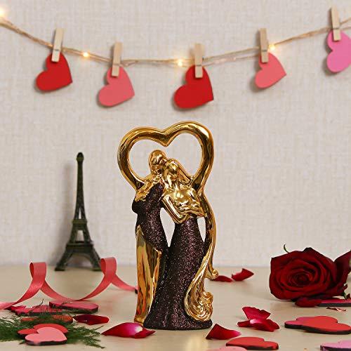 Webelkart Ceramic Cute Romantic Valentine Love Couple Sitting Statue Showpiece Gifts; 19 cm; Multicolour