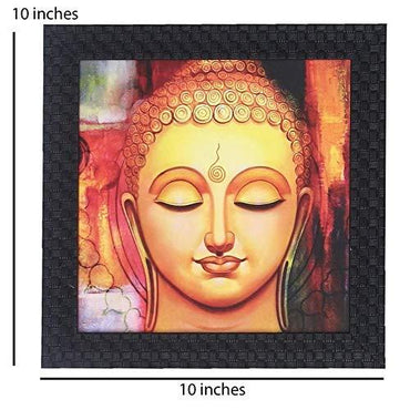 JaipurCrafts Gautam Buddha Framed UV Digital Reprint Painting (Wood, Synthetic, 26 cm x 26 cm)