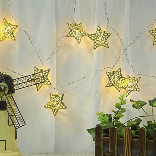 Golden Metal Star LED String Light